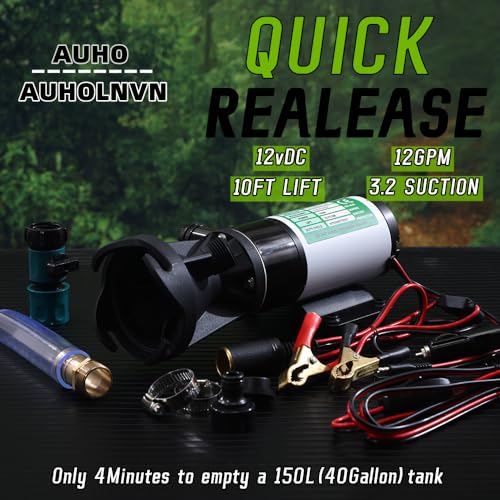 AUHO 12V RV Portable Macerator Pump with Exit Hose and Flushing Water Inlet L420