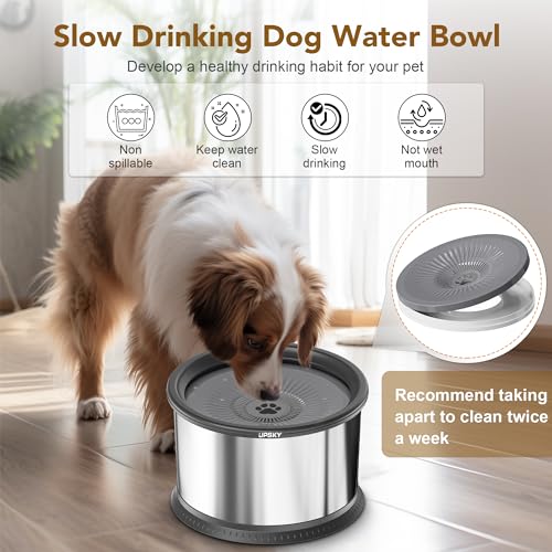 UPSKY 6.5L Stainless Steel No Spill Dog Water Bowl with Anti-Slip Mat I6262