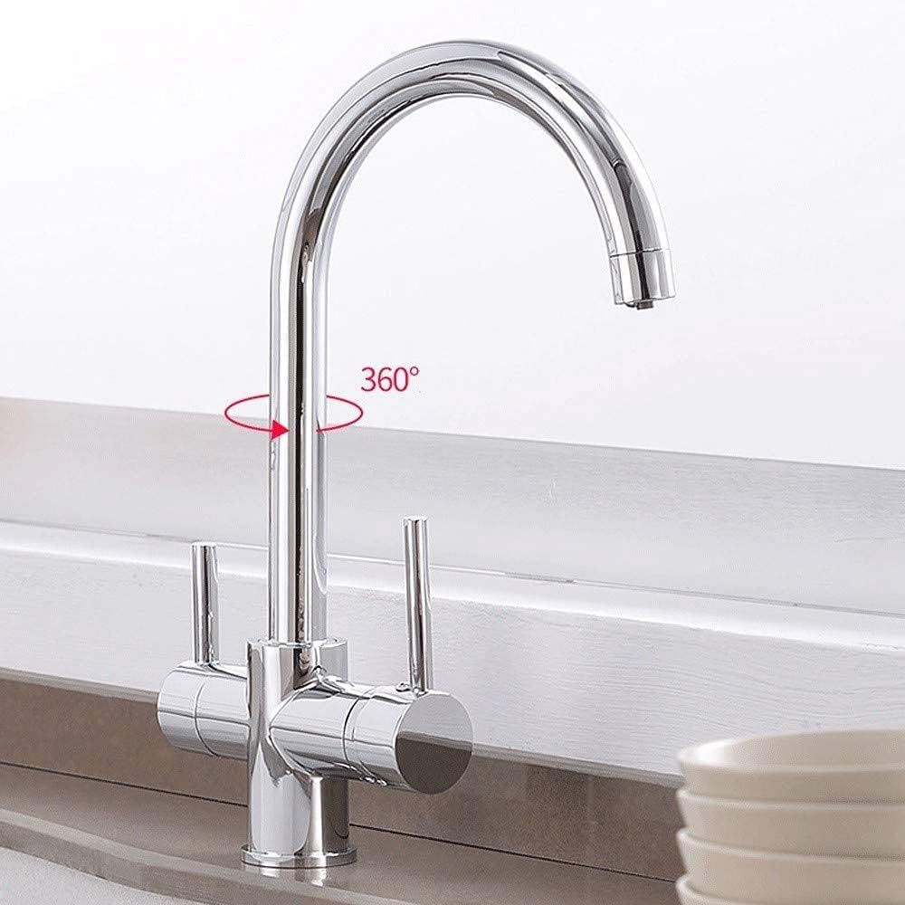 3-Way Kitchen Sink Mixer Tap with Dual Lever and 360° Rotation Q5751