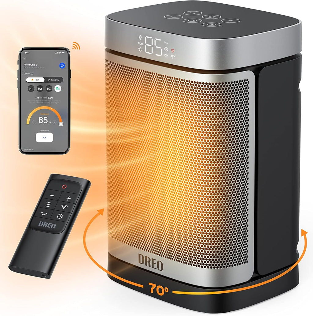Dreo 1500W Smart Space Heater for Indoor Use, Portable with 70° Oscillation K764547