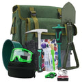 15 PCS Geology Rock Pick Hammer Kit, 22oz Hammer & Digging Chisels for Rock Hounding, Gold Mining & Prospecting Equipment Tool Shovel,Backpack,Magnifying Glass, Goggles,Whistle，Soil sieve