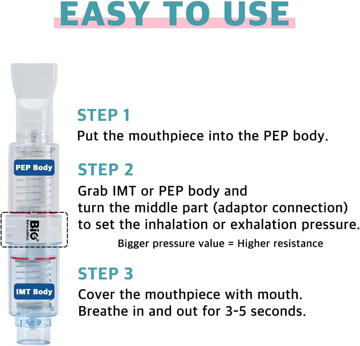 Bigbreathe IMT/PEP Three-Mode Breathing Exerciser for Seniors Z668080