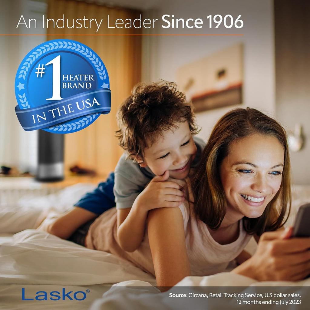 Lasko 360-Degree Oscillating Ceramic Tower Heater, 1500W, Black V144561