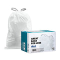 Plasticplace 6 Gallon Trash Bags, 0.7 Mil, White Drawstring Garbage Can Liners, 17" x 20\