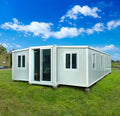 Modular Steel Tiny Home, 2 Bedrooms, 40ft Expandable, Portable Container House Kit with Windows, Doors, Sliders