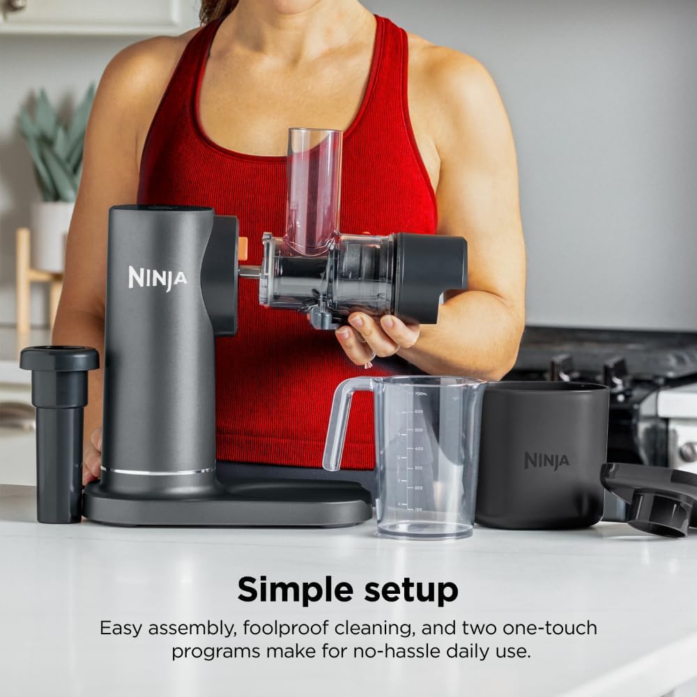 Ninja JC151 NeverClog Cold Press Juicer, Total Pulp Control, Dishwasher Safe X162