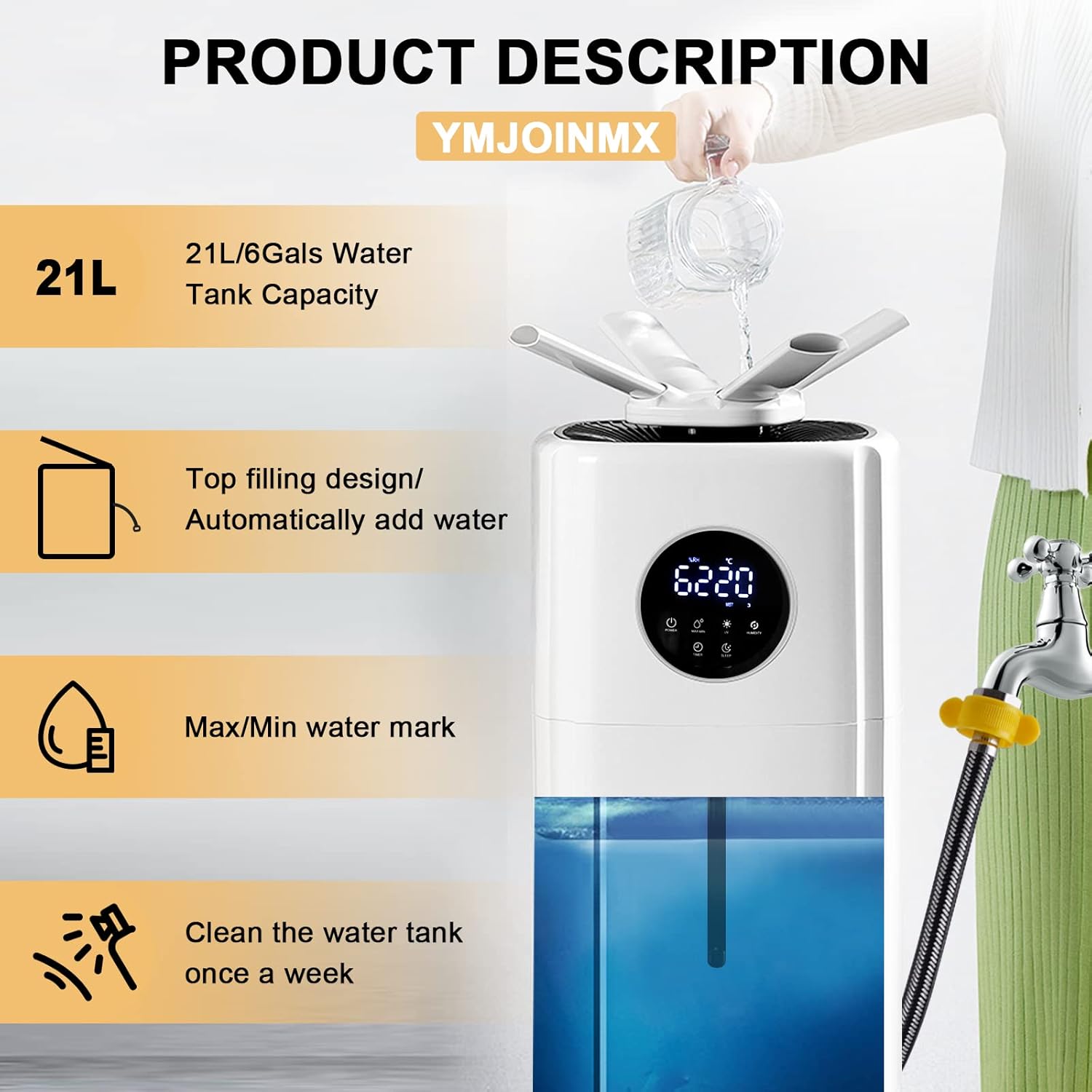 Commercial Industrial Humidifier 6Gal Water Tank 2000ml/h for Greenhouse 110V O372