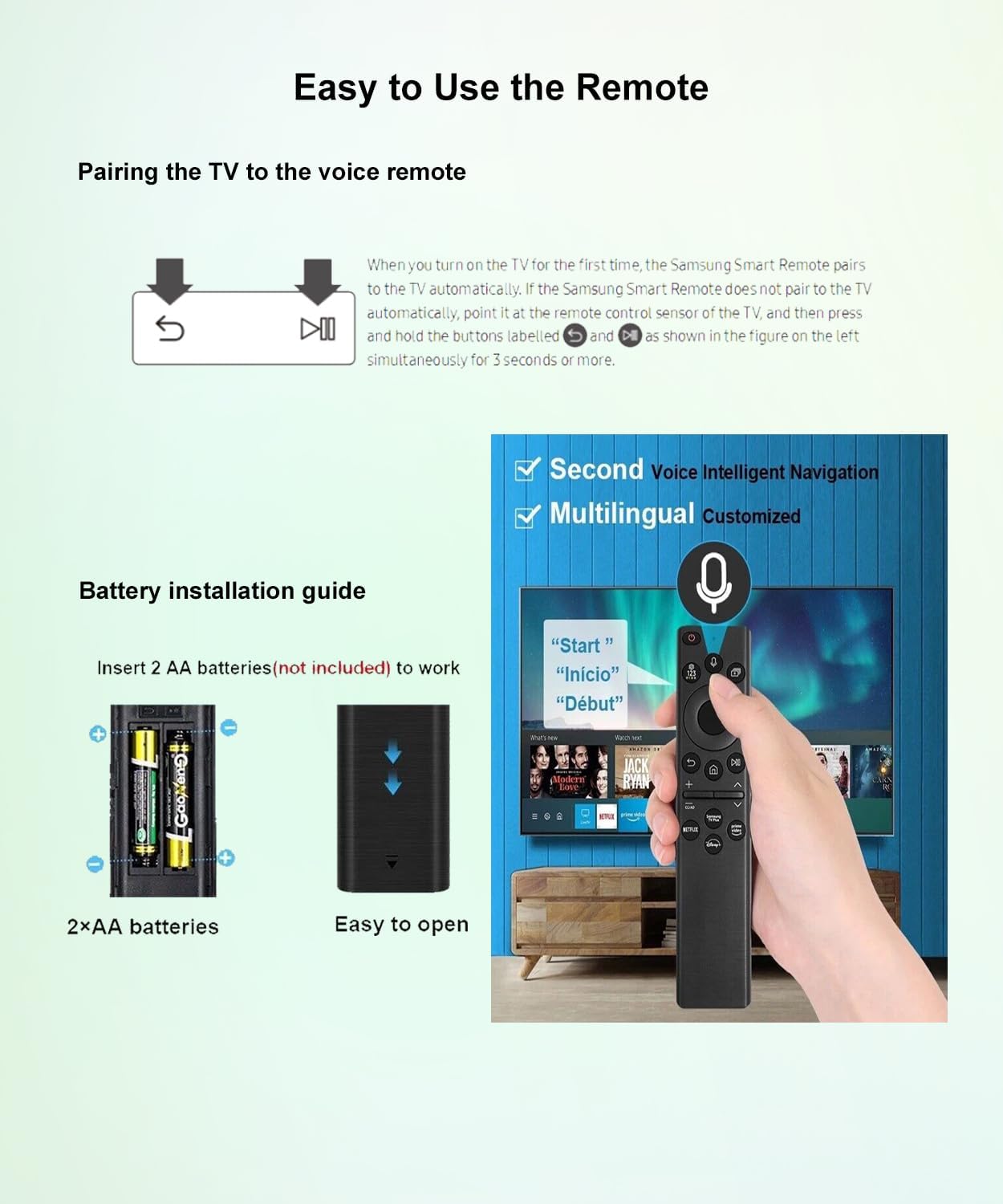 Samsung QLED Smart TV Voice Remote Control Replacement E4135