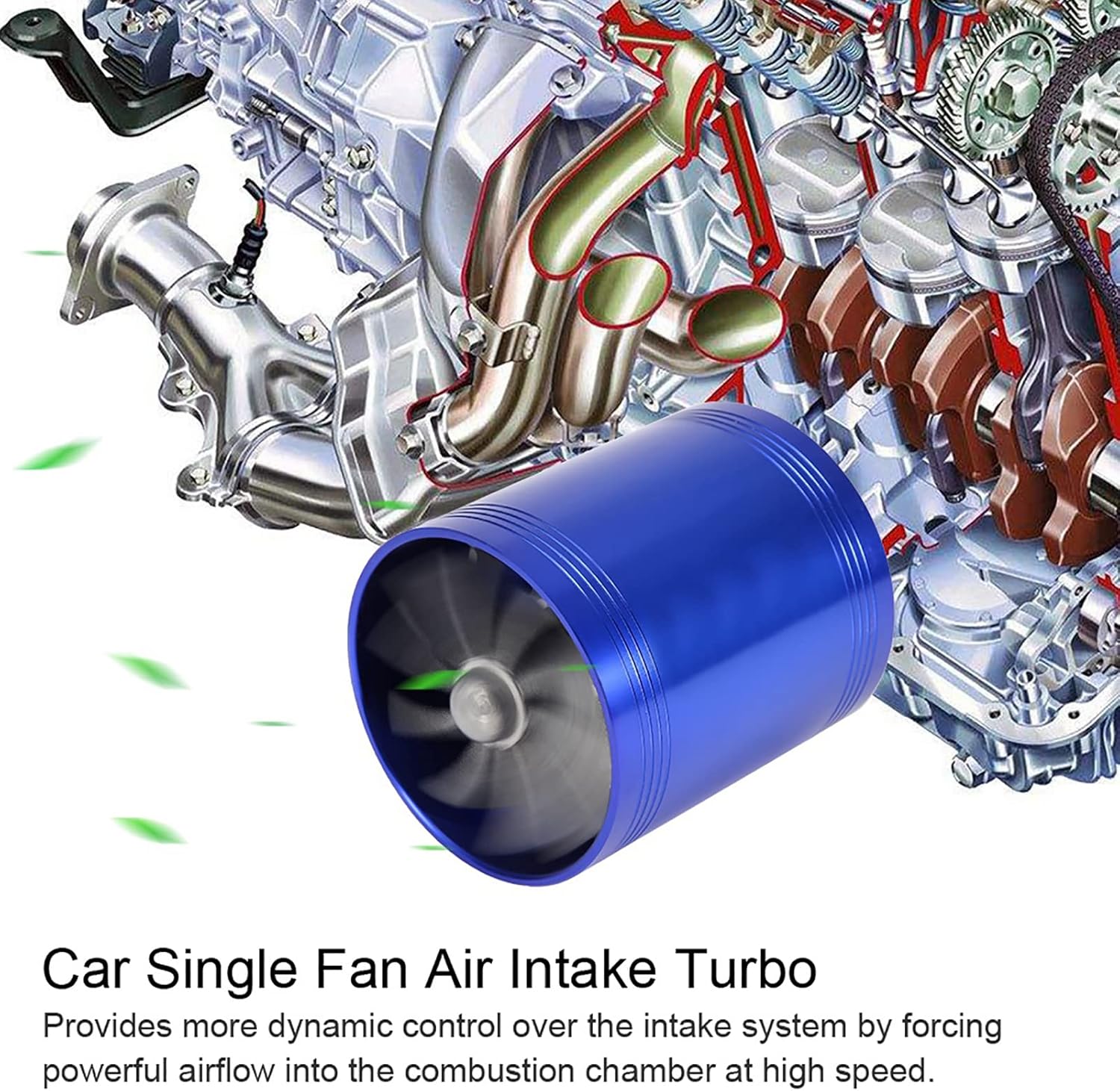 Air Intake Twin Fan Turbocharger Fuel Saver (Blue) B31047
