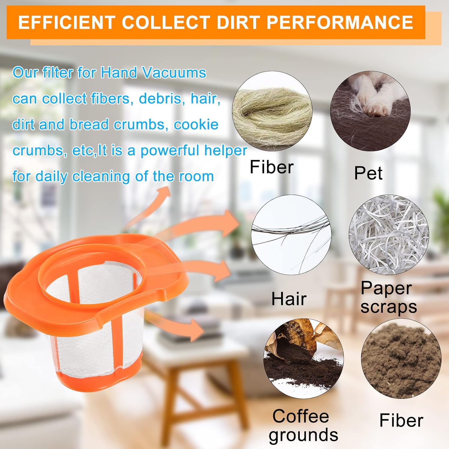HHVKF10 Filter Replacement for Black and Decker Hand Vacuum, Washable J9337