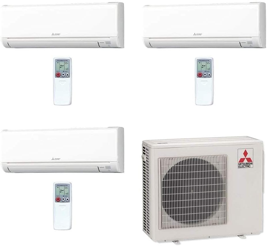 Mitsubishi Multi-Split Heat Pump Outdoor Unit- 24,000BTU/H with 3 Wall Mount Mini Split Air Conditioner 6,000BTU + 9,000BTU + 12,000BTU