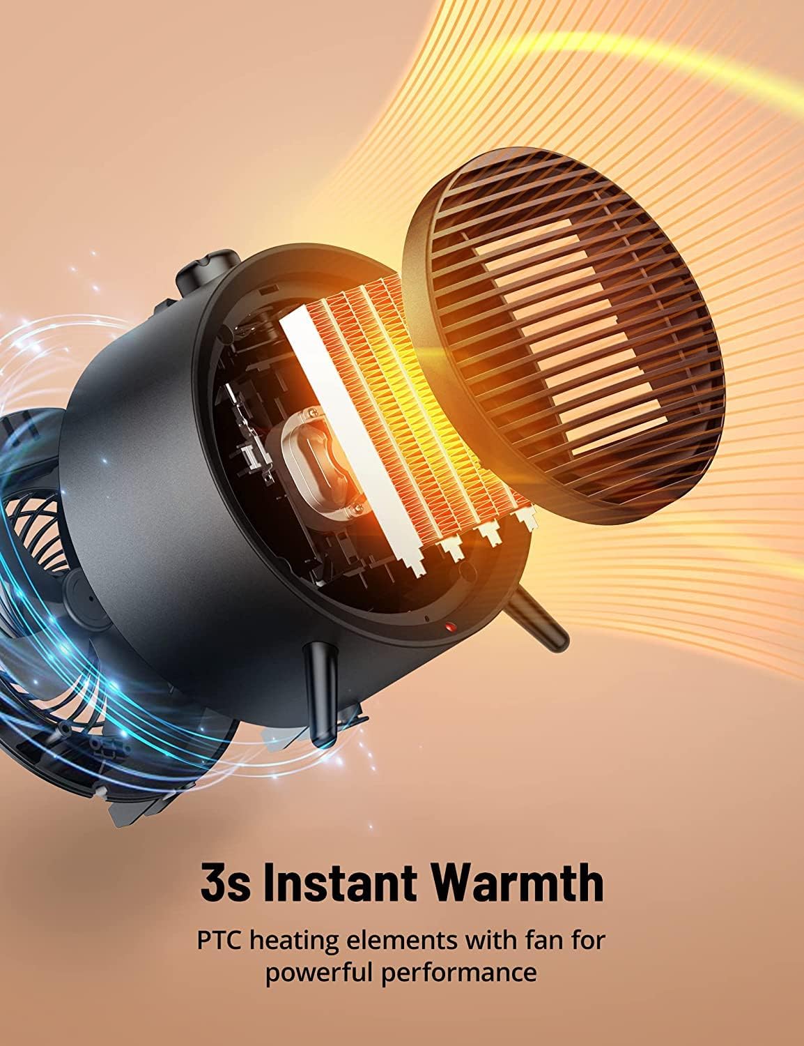 Space Heater 1500W PTC Ceramic Portable Heater with Thermostat T88481