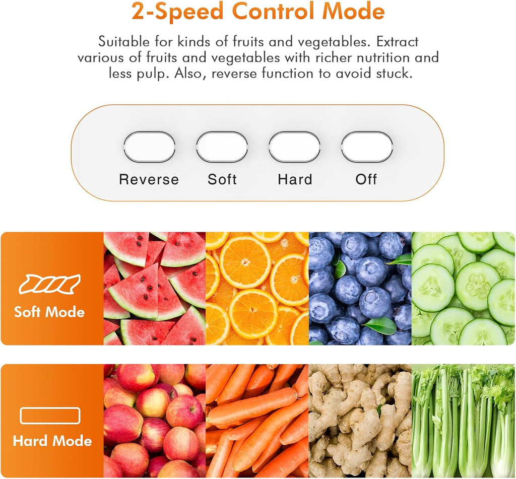 KOIOS Cold Press Juicer, Slow Masticating Juicer with Two Speed Modes for Fruits and Vegetables S6339