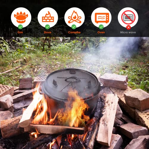 Cast Iron Dutch Oven with Lid Lifter Handle and Dual Function Lid Griddle A392