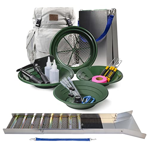 ASR Outdoor Deluxe 50" Folding Sluice Box with Backpack Gold Prospecting Kit