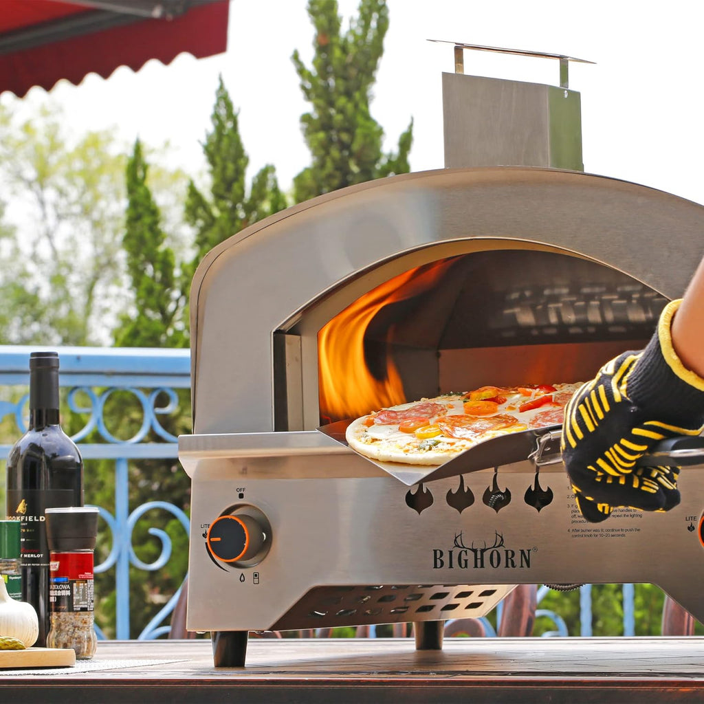 BIG HORN OUTDOORS Gas Pizza Oven, Portable Propane Pizza Oven with 13 inch Pizza Stone Z288240
