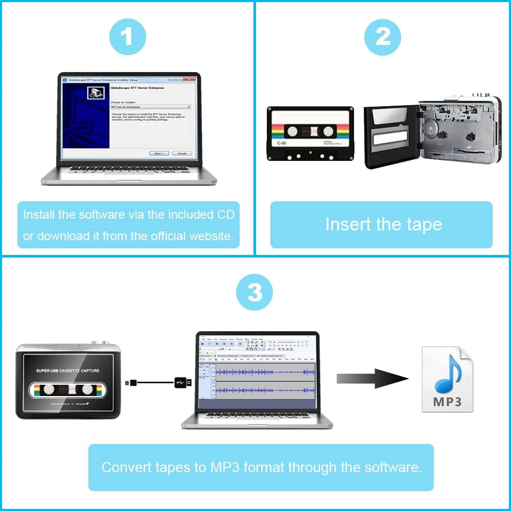 Portable Cassette Player with Speaker USB to MP3 Converter R582506