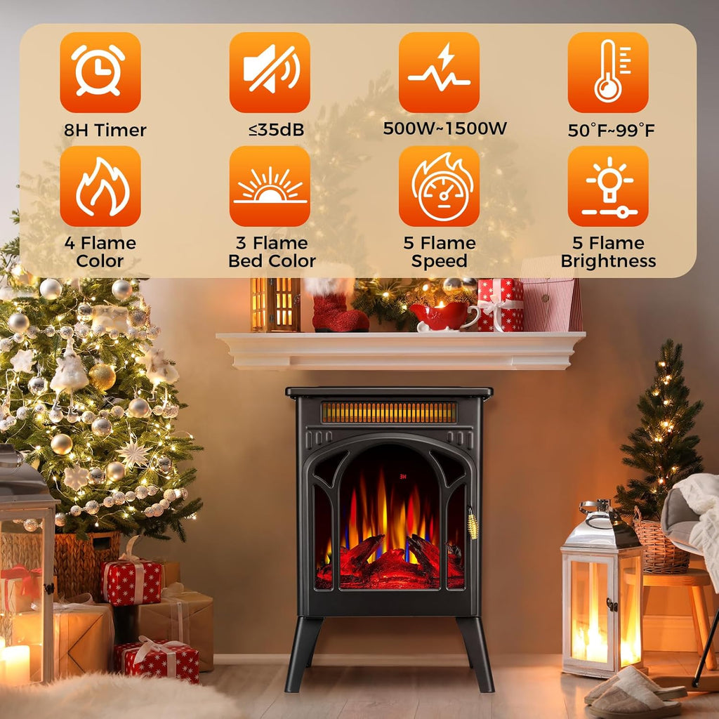 COWSAR Electric Fireplace Infrared Heater with 3D Flame, Remote Control, 5100 BTU P23804