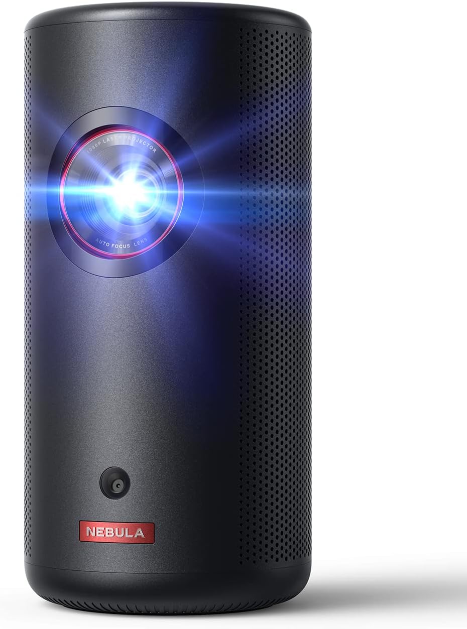 NEBULA by Anker Capsule 3 Laser 1080p, Mini Smart TV Projector with wifi and bluetooth, Outdoor Portable Projector, Dolby Digital, Laser Projector, Autofocus, 120-Inch Picture, 2.5H Built-in Battery