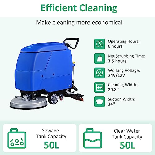 E-Macht Automatic Floor Scrubber Machine with Adjustable Handle J388