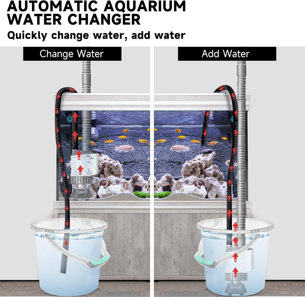 Aquarium Vacuum Gravel Cleaner Siphon Kit, 6 in 1 Fish Tank Cleaning Tool A4443