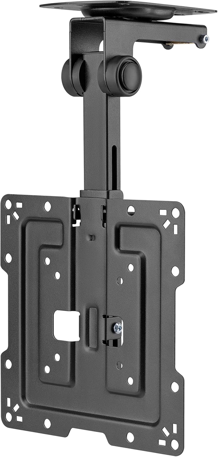 Mount Plus CM322 Flip Down TV and Monitor Roof Ceiling Mount | Fits Flat Screen 19 to 43 Inch | VESA Compatible 100x100, 200x200 | Height Adjustable | Pitched Roof
