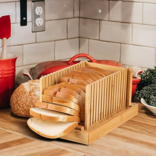 Bamboo Bread Slicer with Adjustable Cutting Board K106876