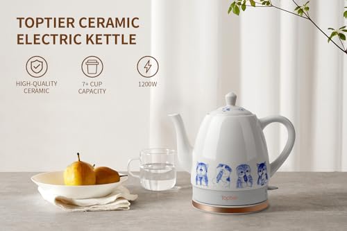 Toptier Electric Ceramic Tea Kettle 1L with Auto Shut Off R59414
