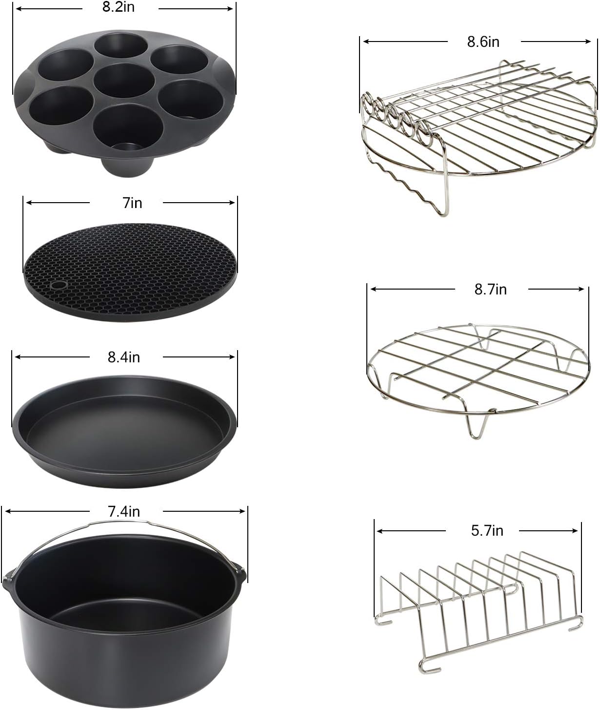 9 Inch XL Air Fryer Accessories 8Pcs for Phillips Cozyna Secura G51170