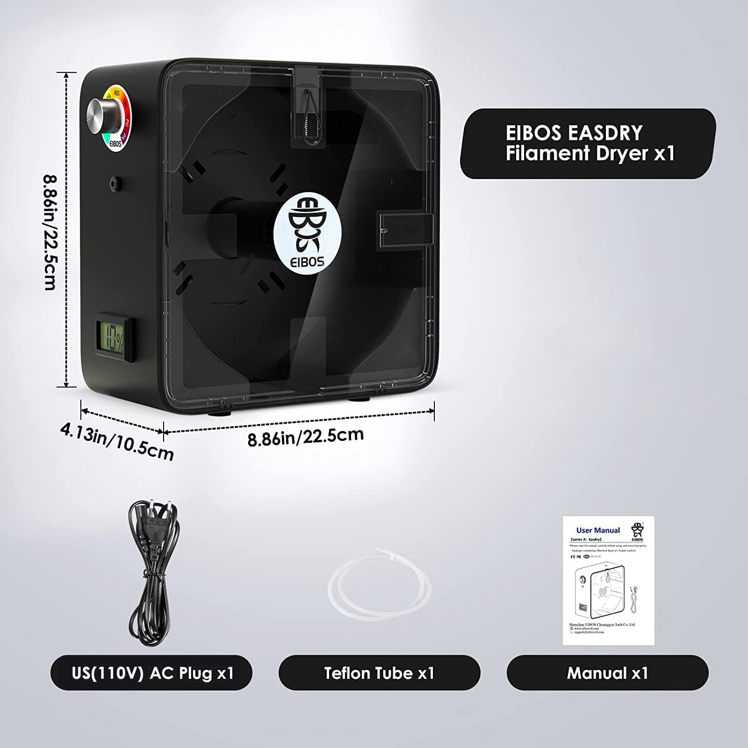EIBOS 3D Printer Filament Dryer Easdry with Fan, Adjustable Temperature & Humidity Control I658