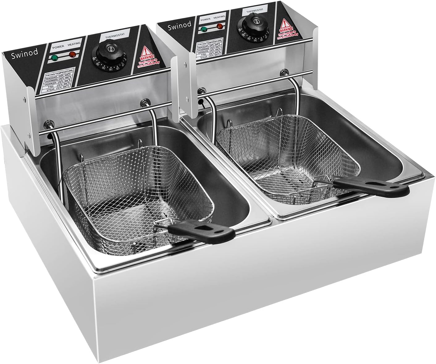 Commercial Deep Fryer with Basket, 12 Liter Adjustable Temperature Fryer 3400W
