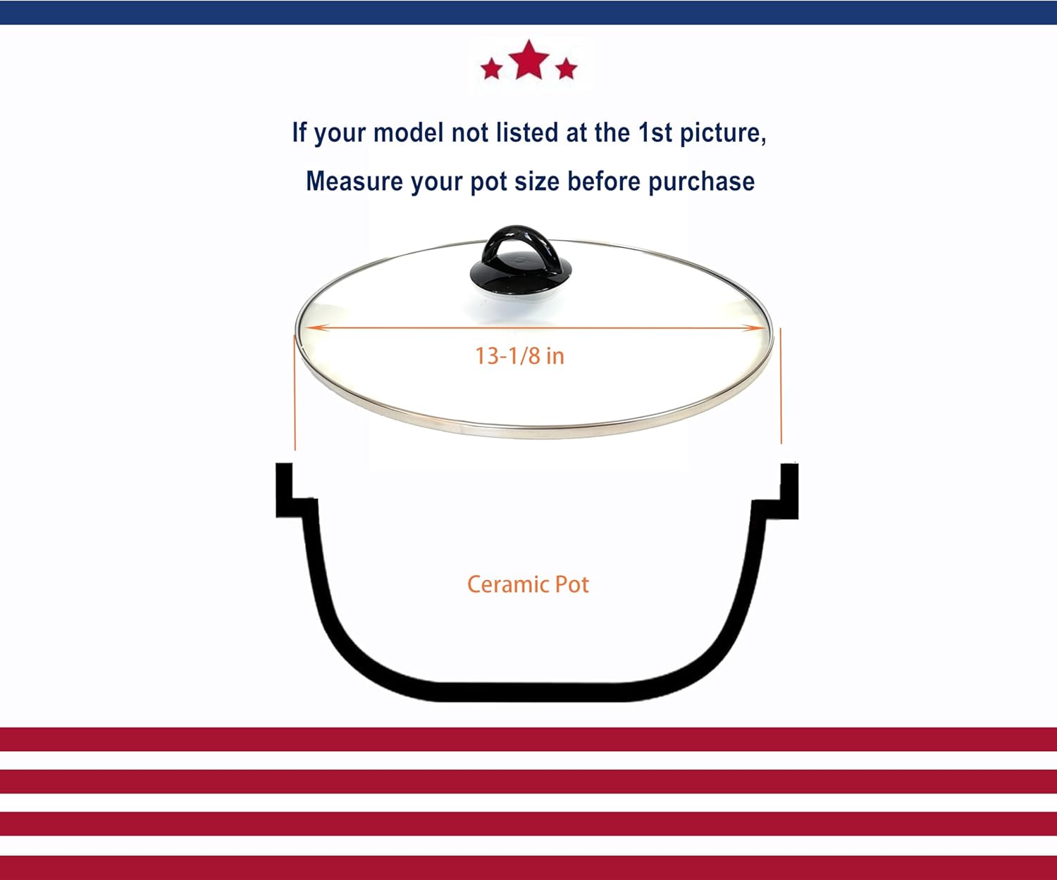 Oval glass lid for 8qt slow cooker, Compatible with Crock Pot, Black Decker, Hamilton Beach K855159