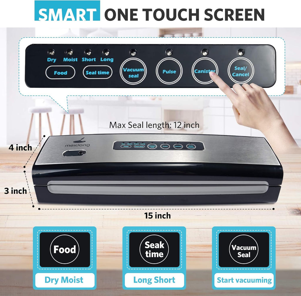 meidong Vacuum Sealer Machine with Starter Kit, Dry & Moist Food Modes H80053