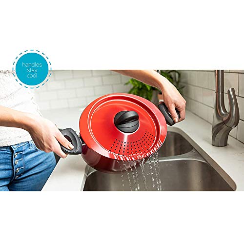 Bialetti Oval Aluminum Pasta Pot with Strainer Lid Y2760