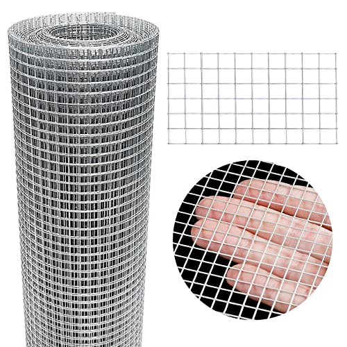 53Gauge Hardware Cloth, 1/2 inch 48inch100ft Chicken Wire Fence, Galvanized Welded Cage Wire Mesh Roll Supports Poultry Netting Cage Fence