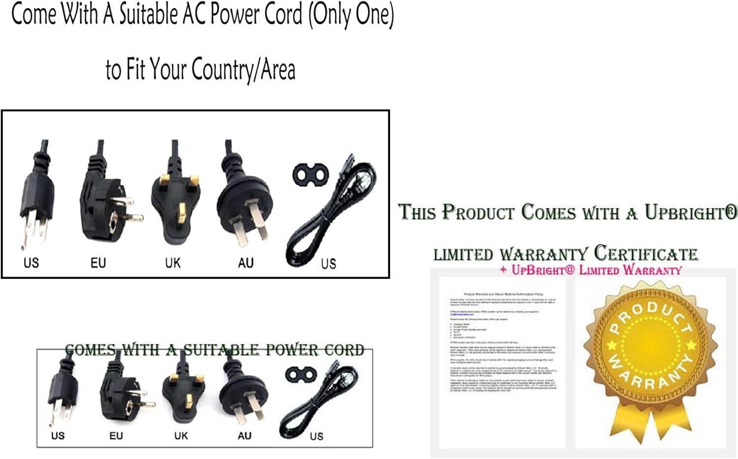UpBright 48V AC/DC Adapter for Cisco 7800 Series IP Phones L41608