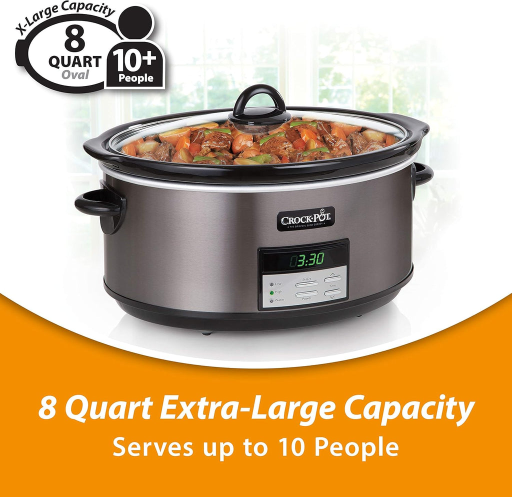 Crock-Pot 8-Quart Programmable Slow Cooker, Black Stainless Steel W525907