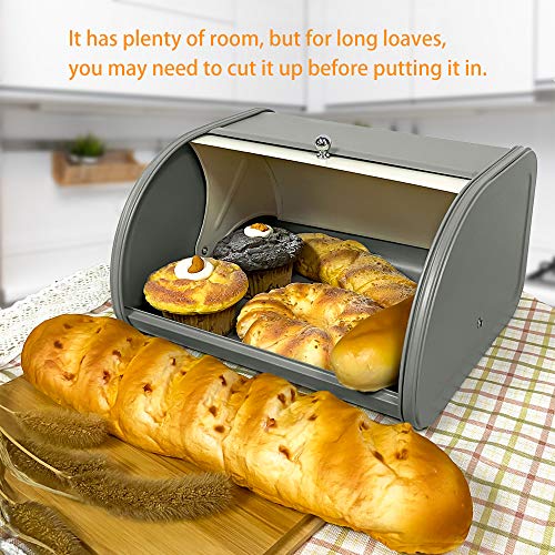 X458 Metal Bread Box with Roll Top Lid T59570