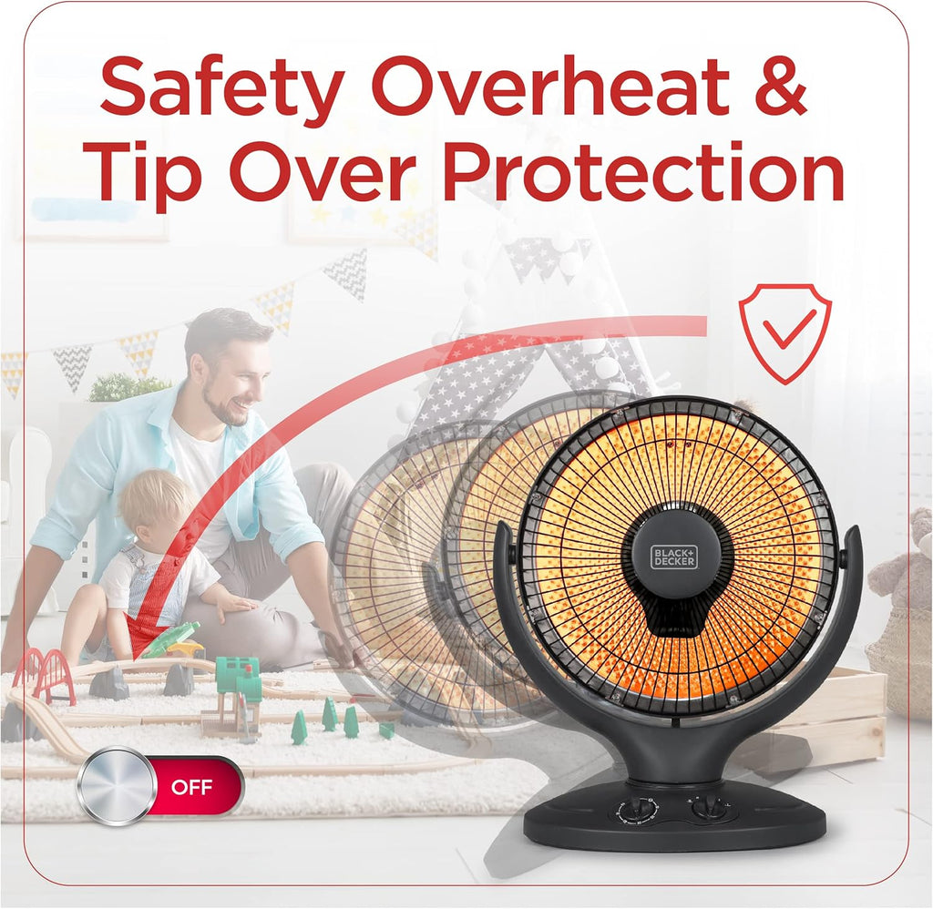 BLACK+DECKER Portable Oscillating Space Heater for Bedroom, Overheat Protection, Timer L36511