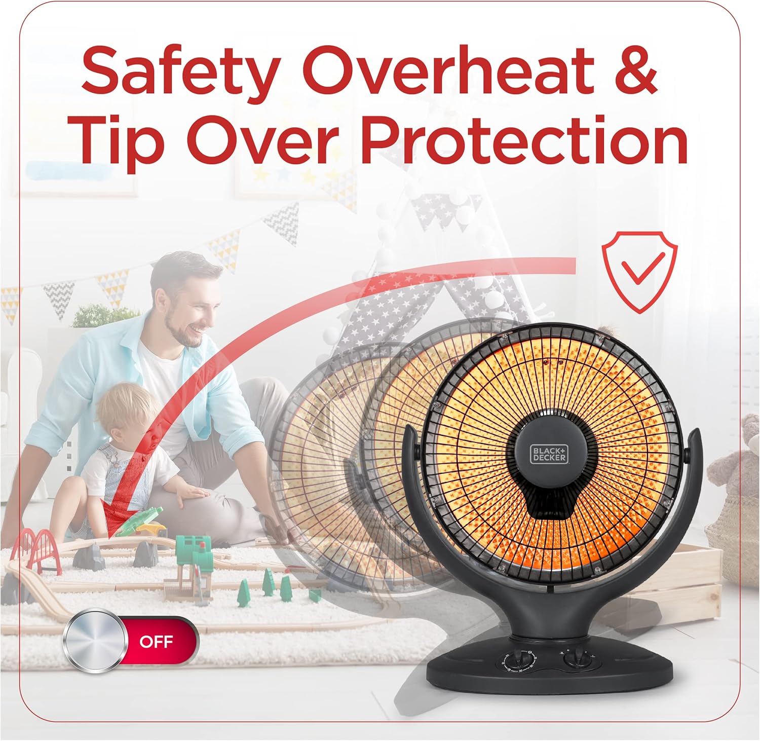 BLACK+DECKER Portable Oscillating Space Heater for Bedroom, Overheat Protection, Timer L36511
