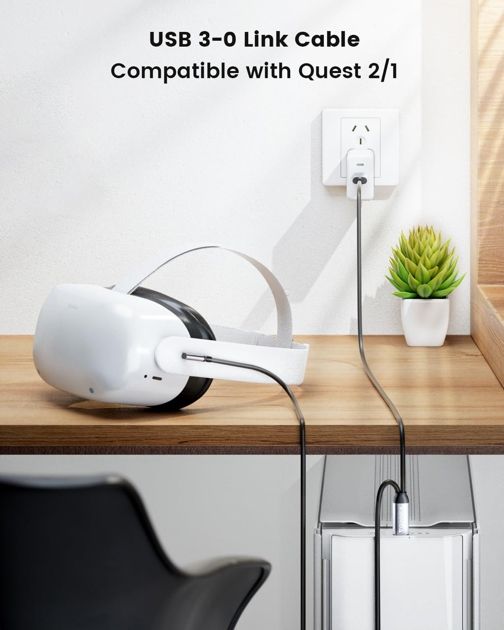 FOINNEX Link Cable 16FT, USB 3.0 to USB-C for Quest 2/3 and PC VR B262