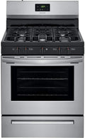 Frigidaire FCRG3052AS 30" Freestanding Gas Range with 5 Sealed Burners 5 cu. ft. Oven Capacity Edge-to-Edge Continuous Grates Store-More Storage Drawer in Stainless Steel