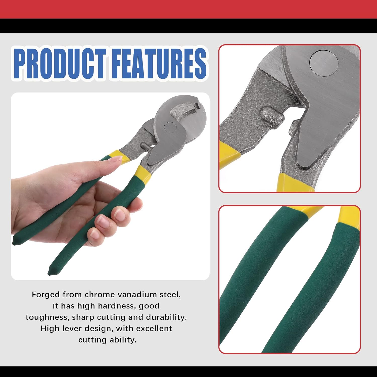 Hilitchi 6 8 10 Inch Stainless Steel Cable Cutters with Storage Pouch C6084