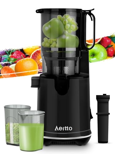 Aeitto Cold Press Juicer, Juicer Machine with 5.3" Wide Mouth, 250W Whole Fruit juicer