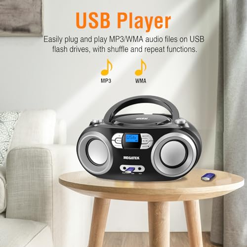 Megatek CB-M25BT Portable CD Player Boombox with Bluetooth and FM Radio Y658263