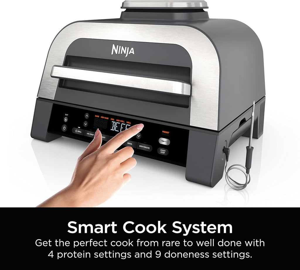 Ninja DG551 Foodi Smart XL 6-in-1 Indoor Grill with Air Fry, Black/Silver D989