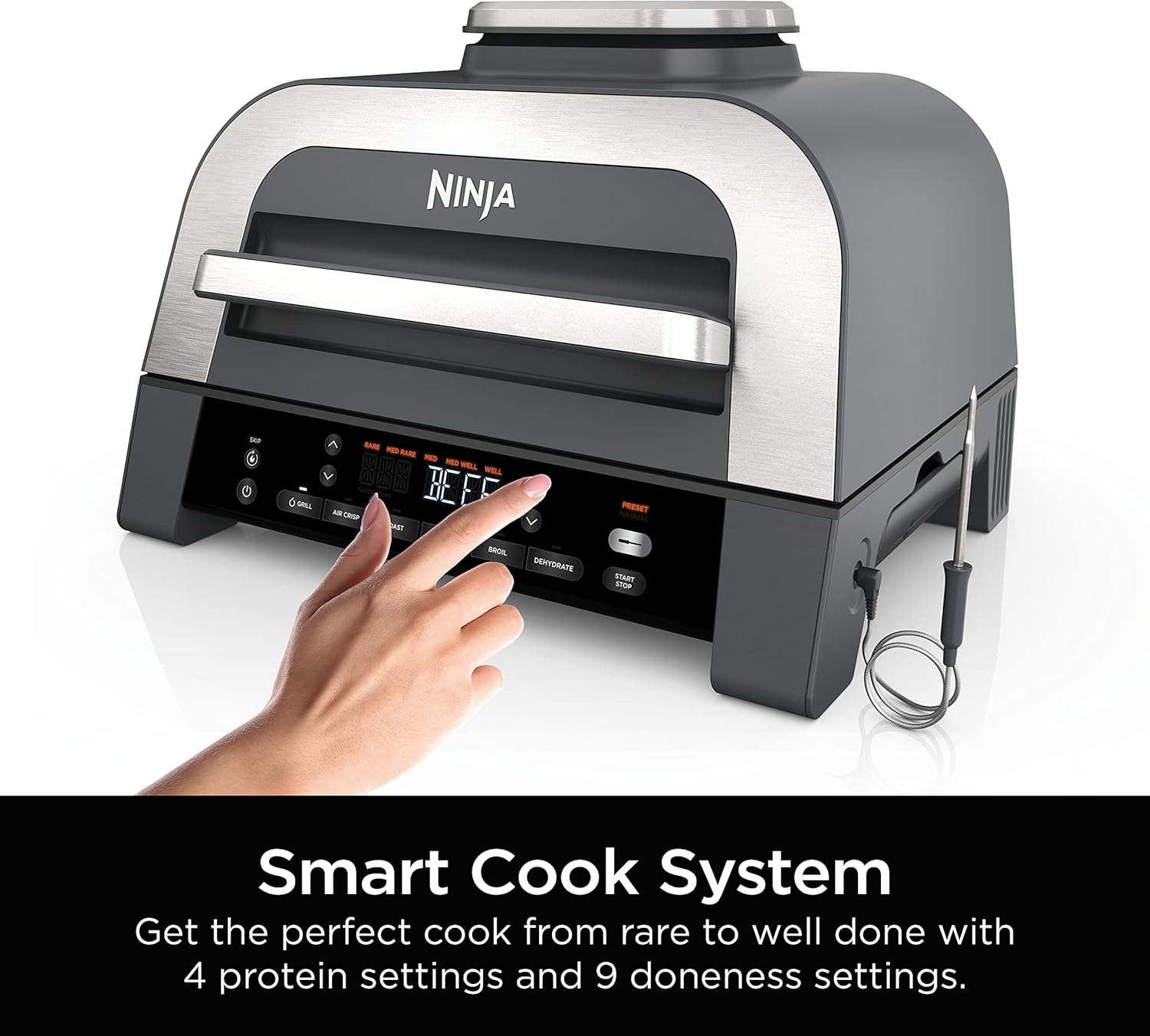 Ninja DG551 Foodi Smart XL 6-in-1 Indoor Grill with Air Fry, Black/Silver D989