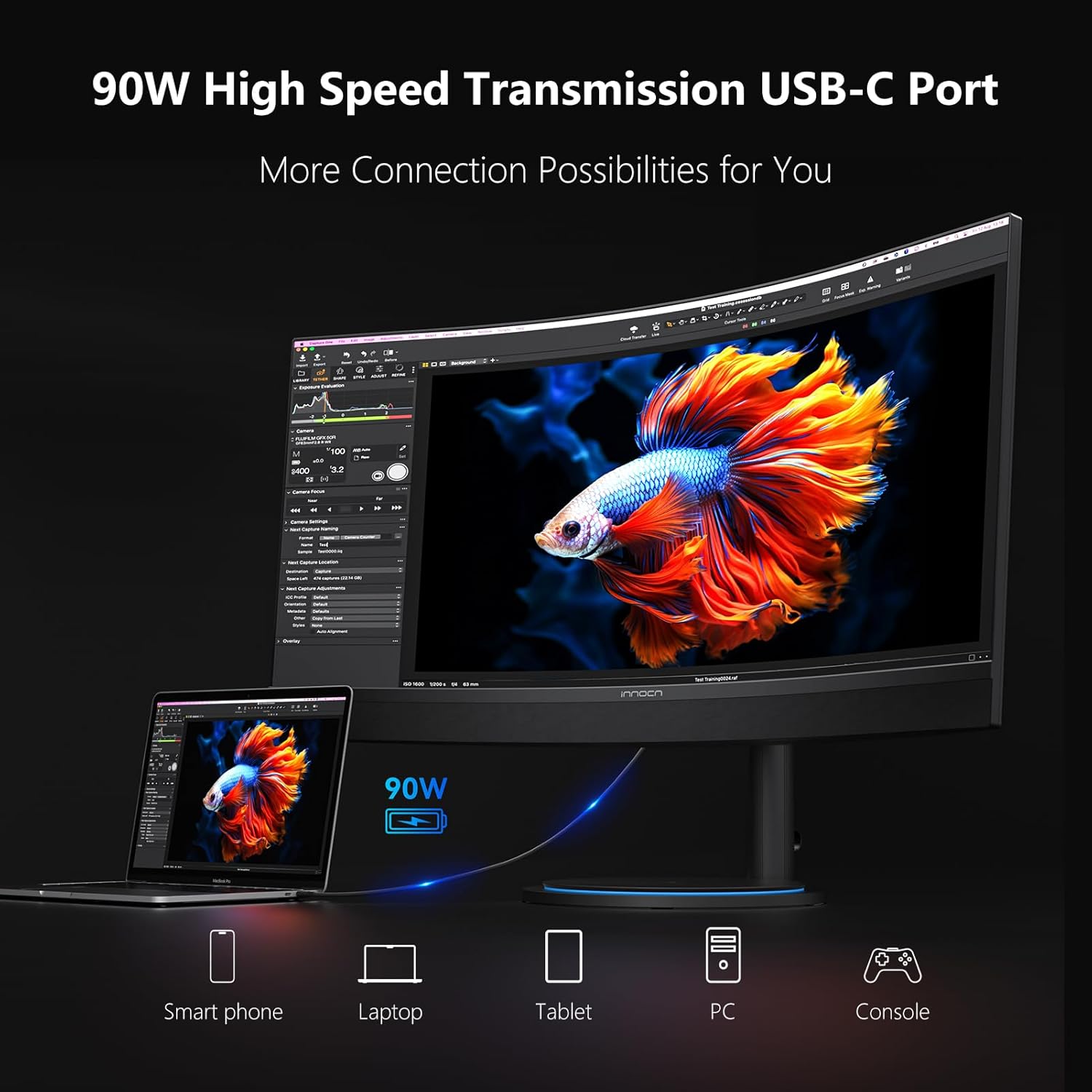 INNOCN 34" USB-C Curved Ultrawide Gaming Monitor 3440x1440p 165Hz Y43259