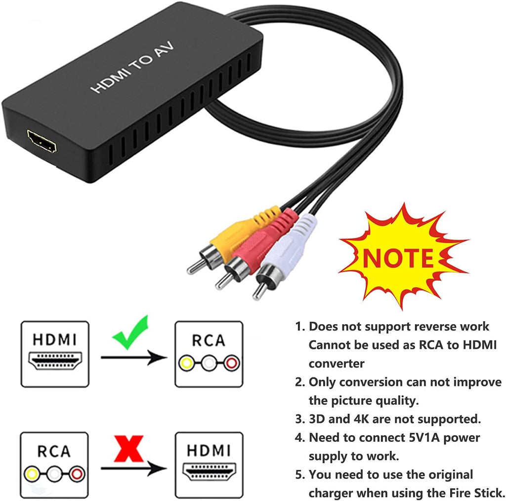 Dingsun HDMI to RCA Converter with HDMI Cable and Power Adapter W9116