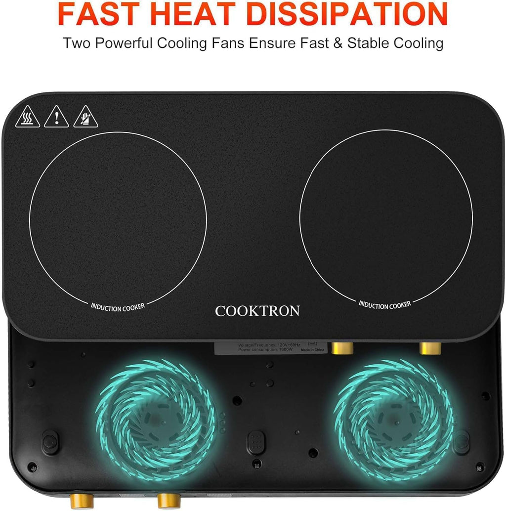 Induction Cooktop 2 Burner Portable with Removable Cast Iron Griddle S528177